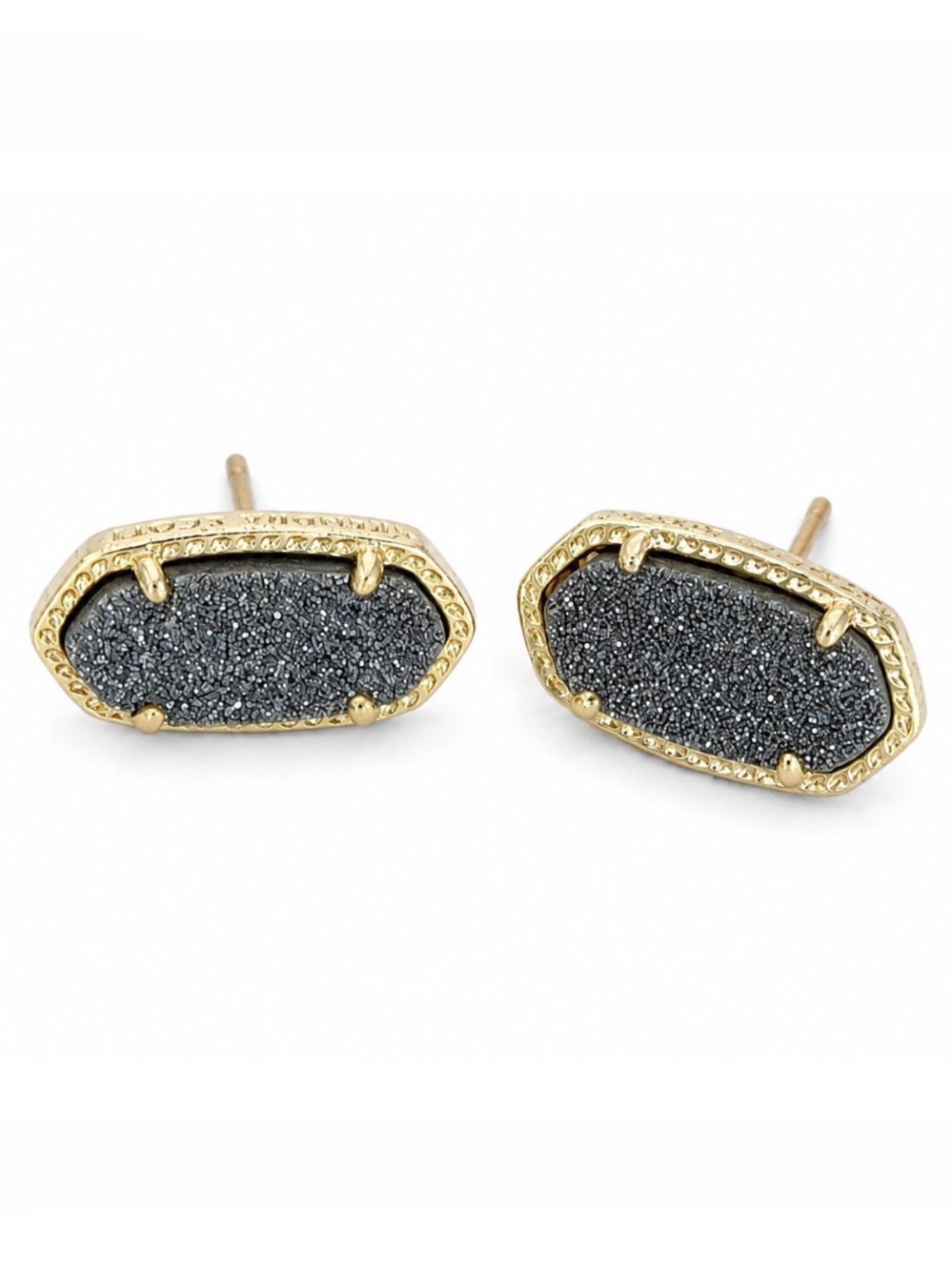 Kendra Scott Ellie Gold Black Drusy Stud Earrings